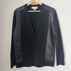 MICHAEL Michael Kors Knit and Genuine Leather Cardigan